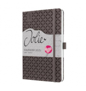Buchkalender J5123, Jolie, braun, 1 Woche / 2 Seiten, 13,5x20,3cm (A5), 2025
