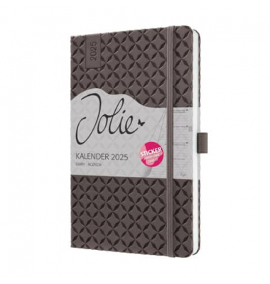 Buchkalender J5123, Jolie, braun, 1 Woche / 2 Seiten, 13,5x20,3cm (A5), 2025