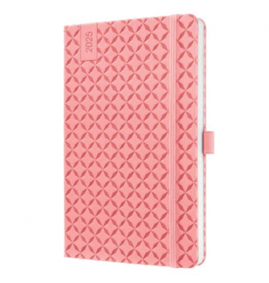 Buchkalender J5111, Jolie, rosa, 1 Woche / 2 Seiten, 13,5x20,3cm (A5), 2025