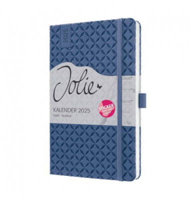 Buchkalender J5101, Jolie, dunkelblau, 1 Woche / 2 Seiten, 13,5x20,3cm (ca. A5), 2025