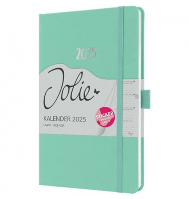 Buchkalender J5409, Jolie, mintgr&uuml;n, 1 Woche / 2 Seiten, 13,5x20,3cm (A5), 2025