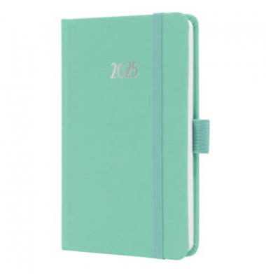 Buchkalender J5408, mintgrün, 1 Woche / 2 Seiten, 9,5x15cm (A6), 2026