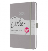 Buchkalender J5403, Jolie, grau, 1 Woche / 2 Seiten, 13,5x20,3cm (A5), 2025