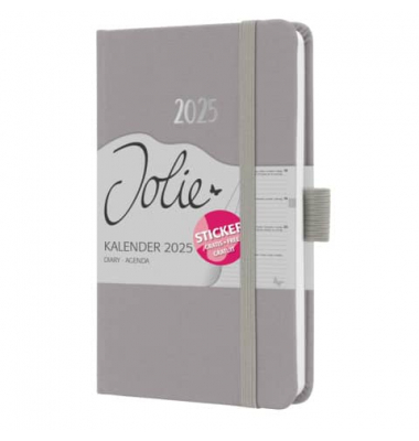Buchkalender J5402, grau, 2 Seiten / 1 Woche, , 2025