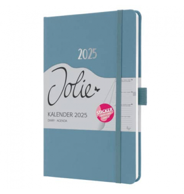 Buchkalender J5401, Jolie, blau, 1 Woche / 2 Seiten, 13,5x20,3cm (A5), 2026
