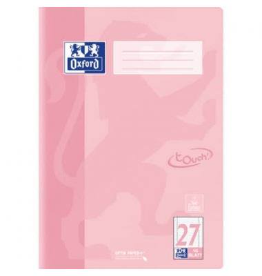 Schulheft 400196038 TOUCH, Lineatur 27 / liniert mit Rand, A4, 90g, pastell koralle, 16 Blatt / 32 Seiten
