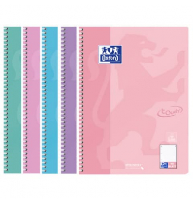 Collegeblock 400196076 TOUCH, kariert / Spiralbindung, A4, 90g, farbig sortiert, 80 Blatt