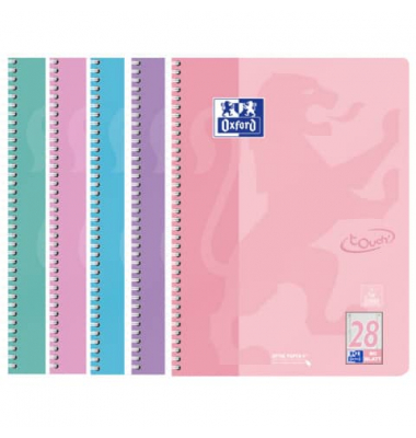 Collegeblock 400196079 TOUCH, kariert / kariert mit Rand rechts/links, A4, 80-90g, farbig sortiert, 80 Blatt