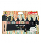Textmarker STABILO BOSS ORIGINAL NatureCOLORS, EO70/8-2-1, Etui, farbig sortiert, 2-5mm Keilspitze