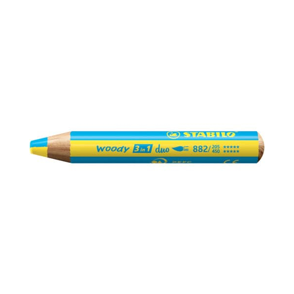 5 Stück Stabilo Aquarellstift STABILO woody 3 in 1, 882/205-450, rund. Wegen seiner dicken Form ideal für Kinderhände: der Stift ist gut zu grei