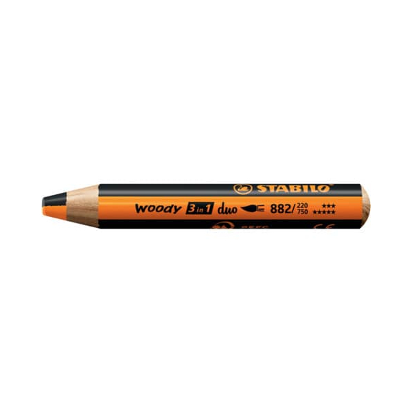 5 Stück Stabilo Aquarellstift STABILO woody 3 in 1, 882/220-750, rund. Wegen seiner dicken Form ideal für Kinderhände: der Stift ist gut zu grei