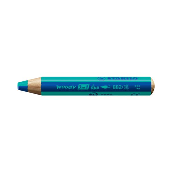 5 Stück Stabilo Aquarellstift STABILO woody 3 in 1, 882/405-470, rund. Wegen seiner dicken Form ideal für Kinderhände: der Stift ist gut zu grei