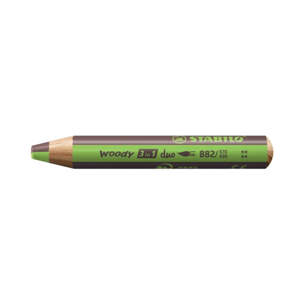 5 Stück Stabilo Aquarellstift STABILO woody 3 in 1, 882/570-630, rund. Wegen seiner dicken Form ideal für Kinderhände: der Stift ist gut zu grei