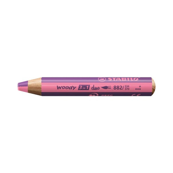 5 Stück Stabilo Aquarellstift STABILO woody 3 in 1, 882/334-370, rund. Wegen seiner dicken Form ideal für Kinderhände: der Stift ist gut zu grei
