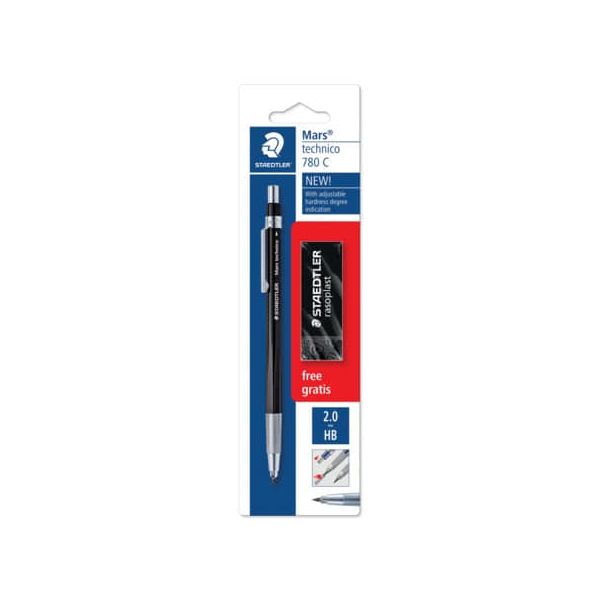 10 Stück Staedtler Fallminenstift Mars technico, 780 C BKP6, Härte HB, 2,0mm, schwarz 4007817027851 Staedtler