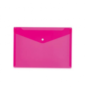 Dokumententasche Brieftaschen - Kollektion 20075, Din A4 quer, transparent pink, Polypropylen (PP), Druckknopf