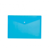 Dokumententasche Brieftaschen - Kollektion 20076, A4 quer, transparent blau, Polypropylen (PP), Druckknopfverschluss