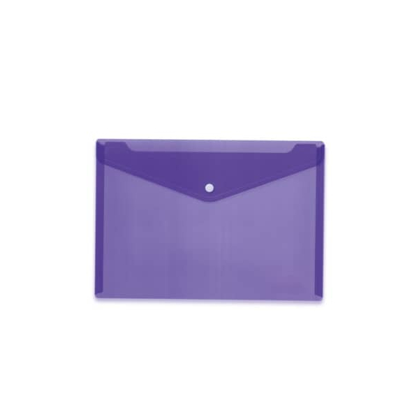 5 Stück Herma Dokumententasche Brieftaschen - Kollektion 20078, Din A4 quer, transparent violett, Polypropylen (PP), Druckknopf 4008705200783