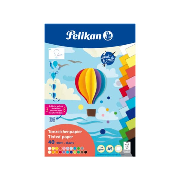 5 Stück Pelikan Tonpapierblock A5 40BL bunt 4012700101976 Pelikan