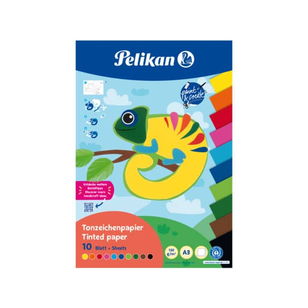 4012700101990 - Tonpapierblock A3 10BL bunt 120gm2 4012700101990 Pelikan