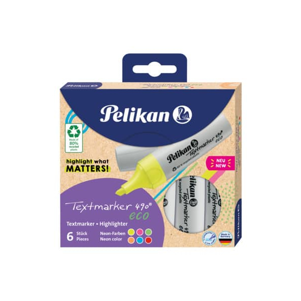 5 Stück Pelikan Textmarker 823333, Etui, gelb, 1,2,5mm Keilspitze 4012700823335 Pelikan 6 Stück