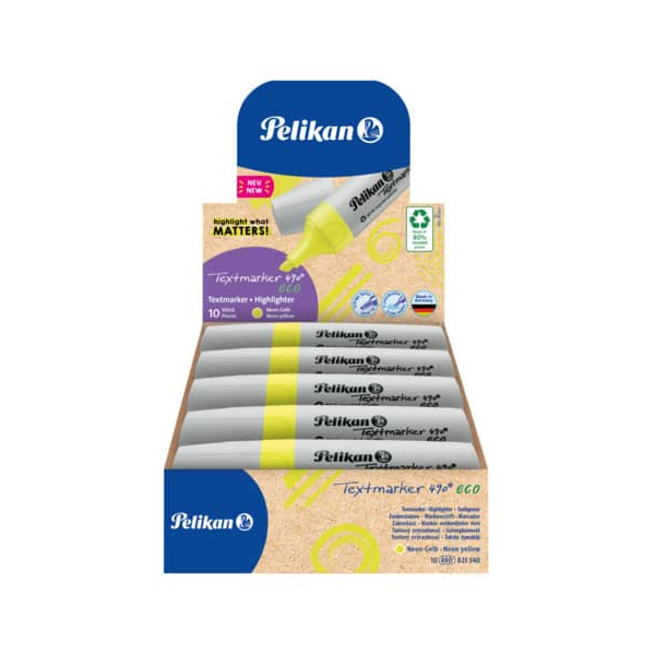 10 Stück Pelikan Textmarker 823340, neongelb, 1,2+5mm Keilspitze 4012700823342 Pelikan