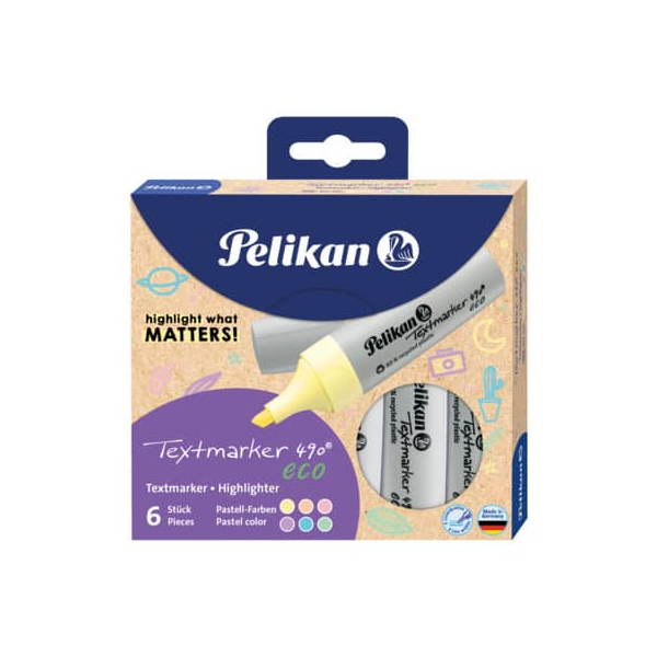 5 Stück Pelikan Textmarker 823432, farbig sortiert, 1-5mm Keilspitze 4012700823434 Pelikan 6 Stück