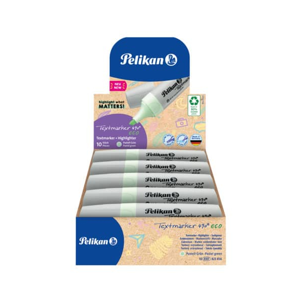10 Stück Pelikan Textmarker 823456, pastellgrün, 1,2+5mm  4012700823458 Pelikan