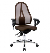 B&uuml;rodrehstuhl Sitness 15, braun / chrom, mit Armlehnen, bis 110kg, ohne Kopfst&uuml;tze