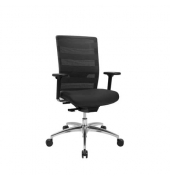 B&uuml;rodrehstuhl SITNESS AIRWORK, schwarz / silber, mit Armlehnen, bis 110kg, ohne Kopfst&uuml;tze