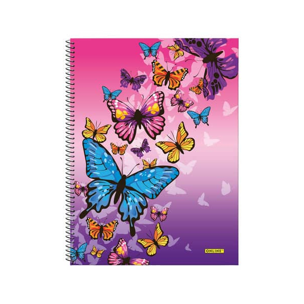 9 Stück Online Collegeblock 10147/9, Butterfly, kariert / kariert, A4, 90g, Motiv, 80 Blatt 4014421101471 Online