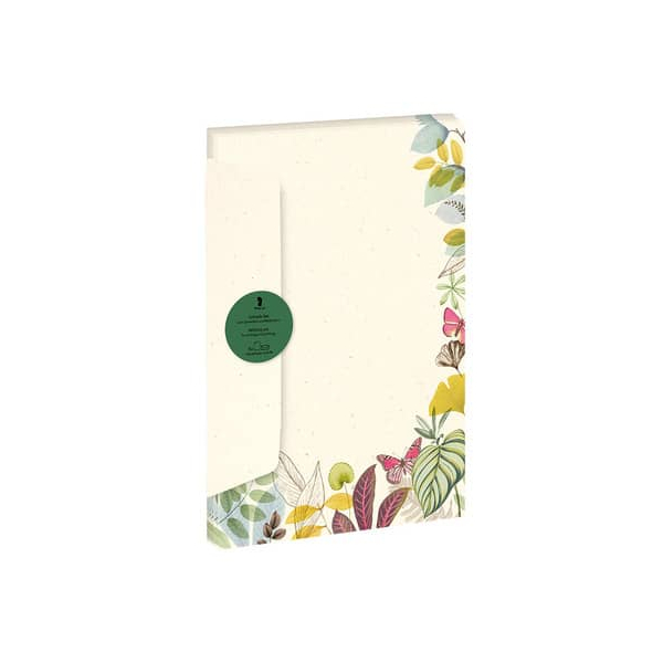 5 Stück Rössler Briefpapier 11341690800, /Umschlag vanille, Blätterranken, A4, 100g 4014970437687 Rössler 5 Stück