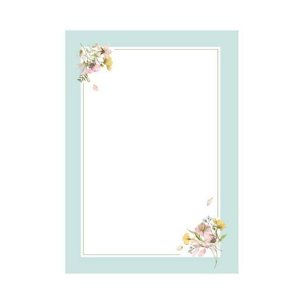 50 Stück Rössler Briefpapier 16431504800, Blumen+Rand, A4, 100g 4014970459887 Rössler