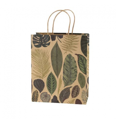 Geschenktasche 13661492000 Geschenktragtasche, allgemein, mit gedrehter Papierkordel, Bl&auml;tter, 260mm x 32cm