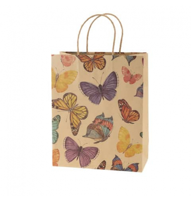 Geschenktasche 13661493000, allgemein, mit gedrehter Papierkordel, Schmeterlinge, 260mm x 320mm