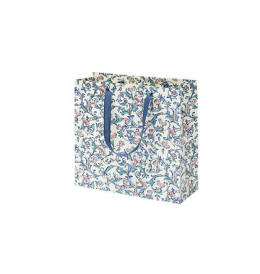 Geschenktasche 13681515000, neutral, Tragehenkel Schleifenband, Blumenmuster, 230mm x 230mm