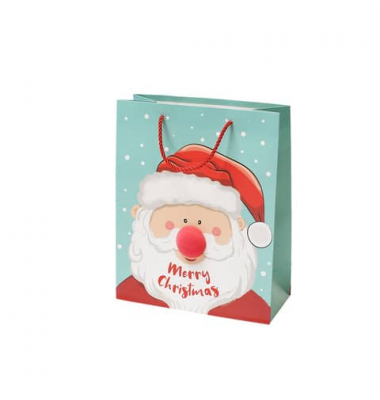 Geschenktasche 13668548000, Weihnachten, Tragekordel mit Anhänger, Santas red nose, 260mm x 320mm