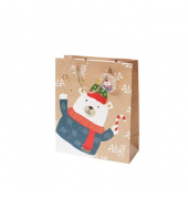 Geschenktasche 13668550000, Weihnachten, Tragekordel mit Anhänger, Eisbär, 260mm x 320mm