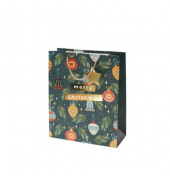 Geschenktasche 13668556000, Weihnachten, Kordel mit Sternanhänger, Christbaumkugeln/Tannenzweige, 260mm x 320mm