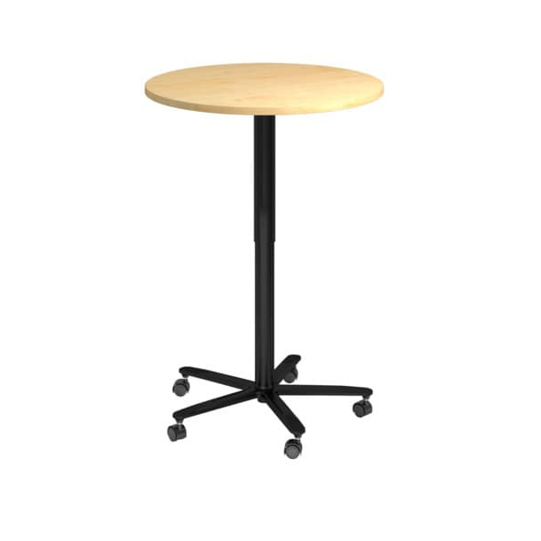 4032062018903 - Säulentisch DurchmxH 800x720-1140 mm Gasdruckfeder Tischplatte 25 mm ahorn Gestell schwarz inkl Gleiter und 5 Rollen 2 mit Feststeller