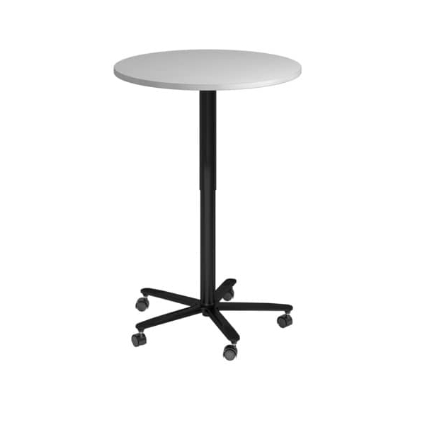 4032062018910 - Säulentisch DurchmxH 800x720-1140 mm Gasdruckfeder Tischplatte 25 mm lichtgrau Gestell schwarz inkl Gleiter und 5 Rollen 2 mit Feststeller