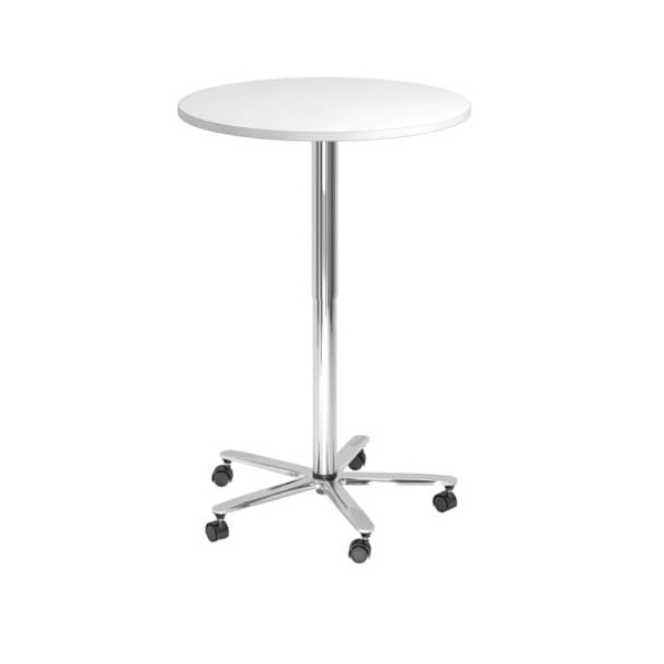 4032062034118 - Besprechungstisch VST08 W C sufenlos über Gasdruckfeder höhenverstellbar  80x80cm (BxT) rund weiß   chrome 4032062034118 Ham