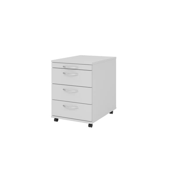 4032062120217 - PRO BARI 1606 BO - Rollcontainer Grau Holz mit 3 Schüben Bogengriff Kunststoff