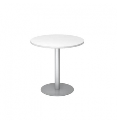 Besprechungstisch STF, 74,5cm (H), 80x80cm (BxT), rund, wei&szlig; / silber