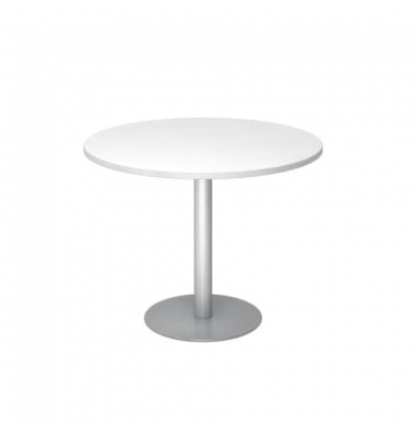 Besprechungstisch VSTF10/W/S, 74,5cm (H), 100x100cm (BxT), rund, weiß / silber