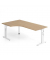 Schreibtisch, manuell höhenverstellbar, 65-85cm (H), 200x120cm (BxT), L-Form, eiche / weiß