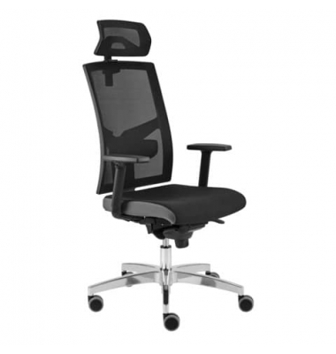 B&uuml;rodrehstuhl Premium 2, schwarz / silber, mit Armlehnen, bis 150kg, mit Kopfst&uuml;tze