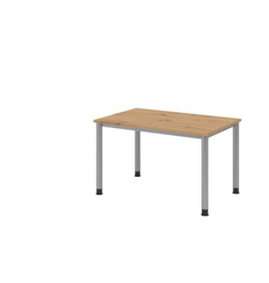 Schreibtisch, manuell höhenverstellbar, 68-76cm (H), 120x80cm (BxT), rechteckig, asteiche / silber