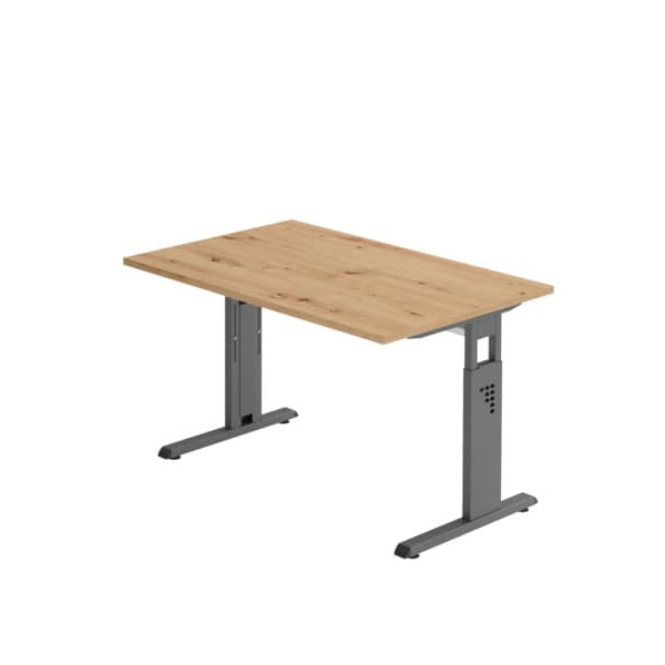 4032062190241 - Schreibtisch O-Serie VOS12 R G manuell höhenverstellbar 65-85cm (H) 120x80cm (BxT) rechteckig asteiche   graphit 4032062190