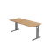 Schreibtisch O-Serie, manuell höhenverstellbar, 65-85cm (H), 180x80cm (BxT), rechteckig, asteiche / graphit
